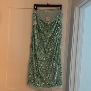 Free People Sequin Turquoise Skirt
